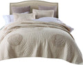 King Taupe Cotton Quilt Set with Shams O7354