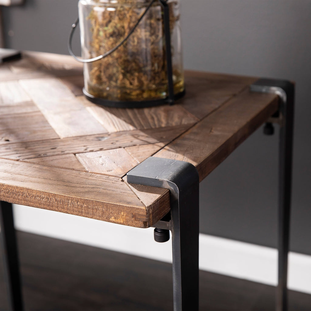 Square Metal and Reclaimed Wood End Table V879472