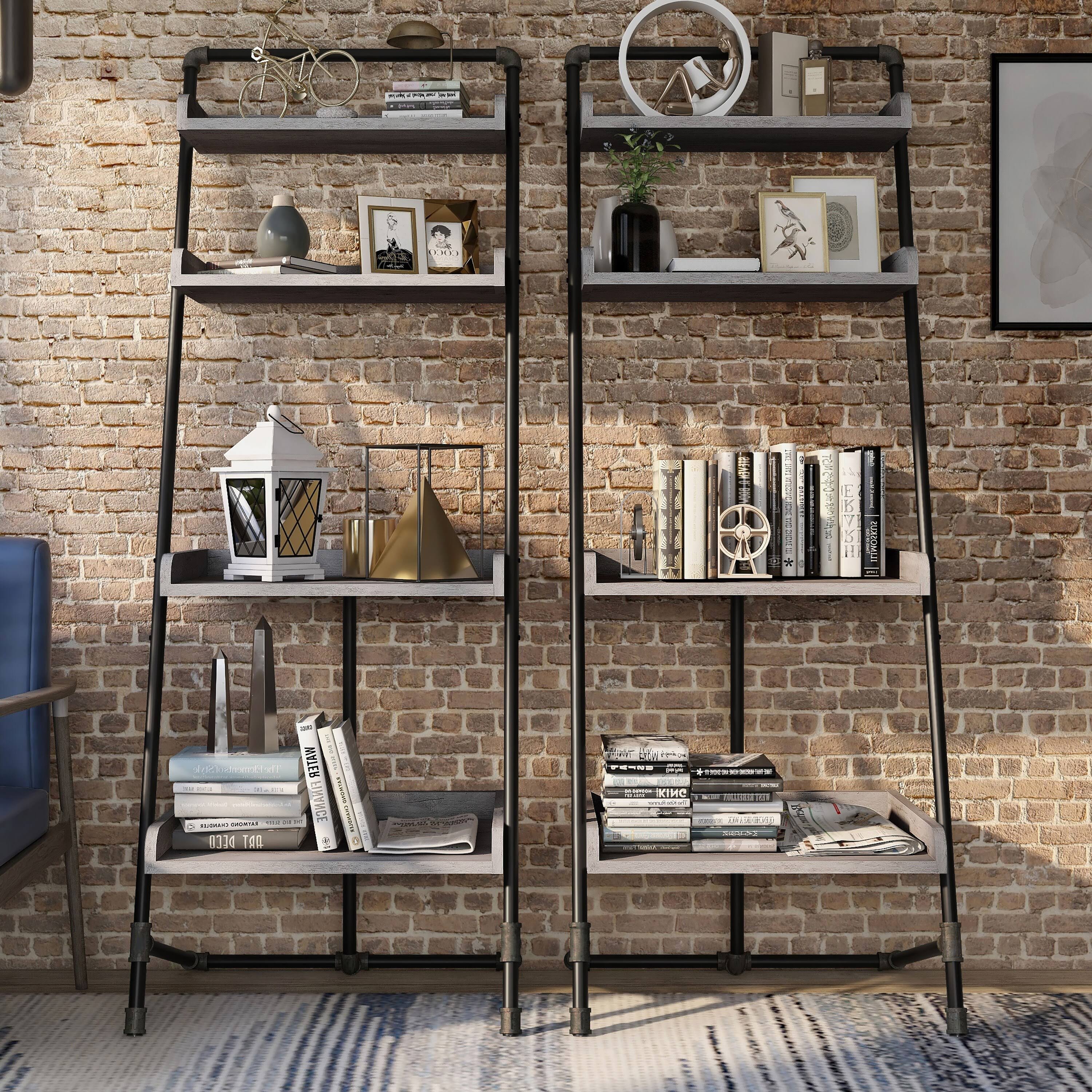 Rustic 4-Shelf Ladder Display Shelf T73591