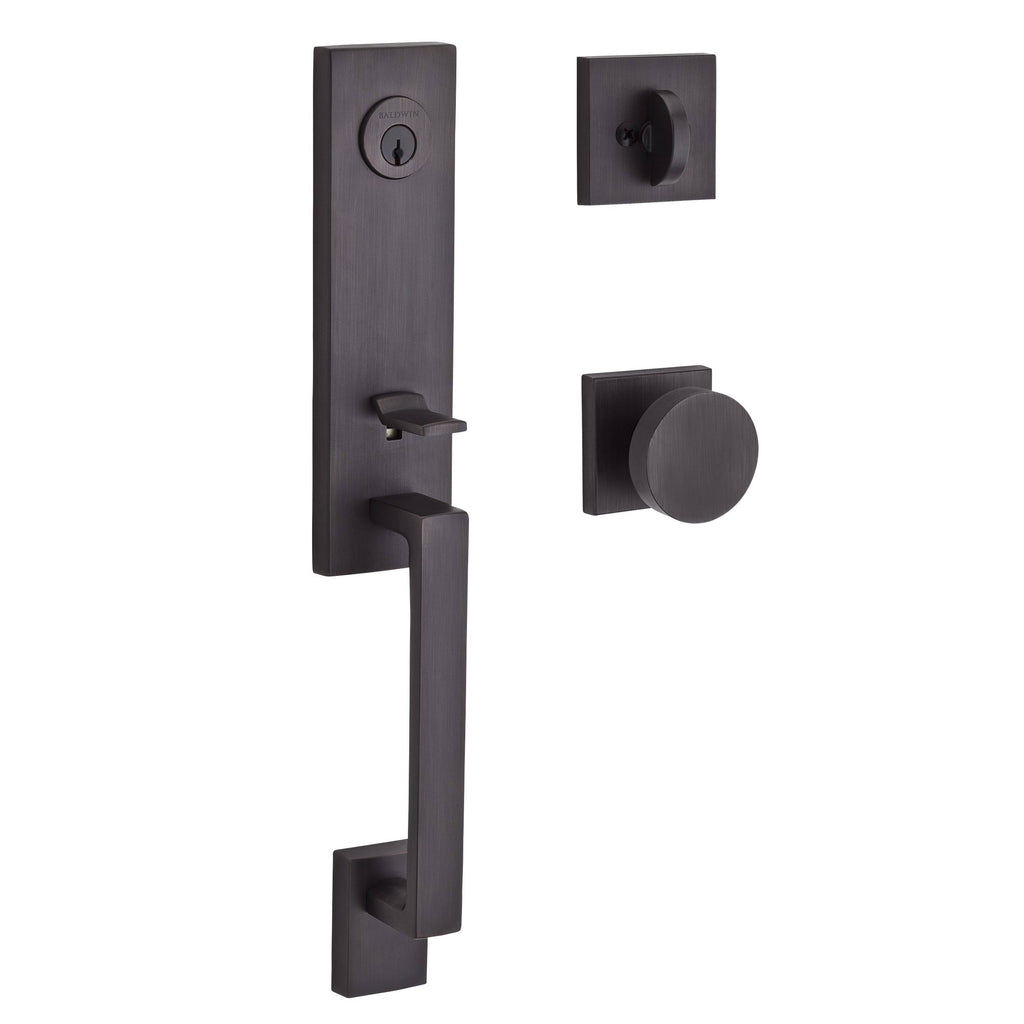 Bronze Single Cylinder Handleset with Door Knob and Square Rose H8008