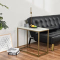 White Marble End Table Gold Frame W1223