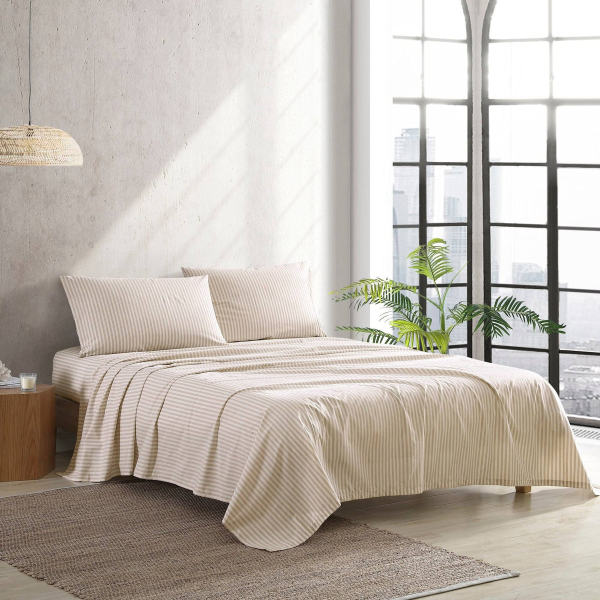 Beige Percale Sheet Set, Twin D6135