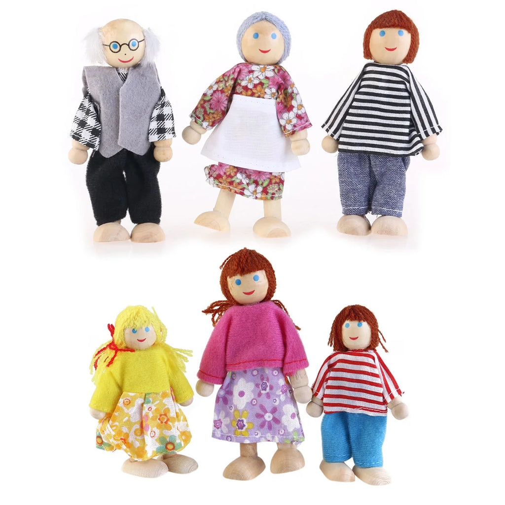 Wooden Dollhouse Furniture Set with Grandparents Accessories U222369