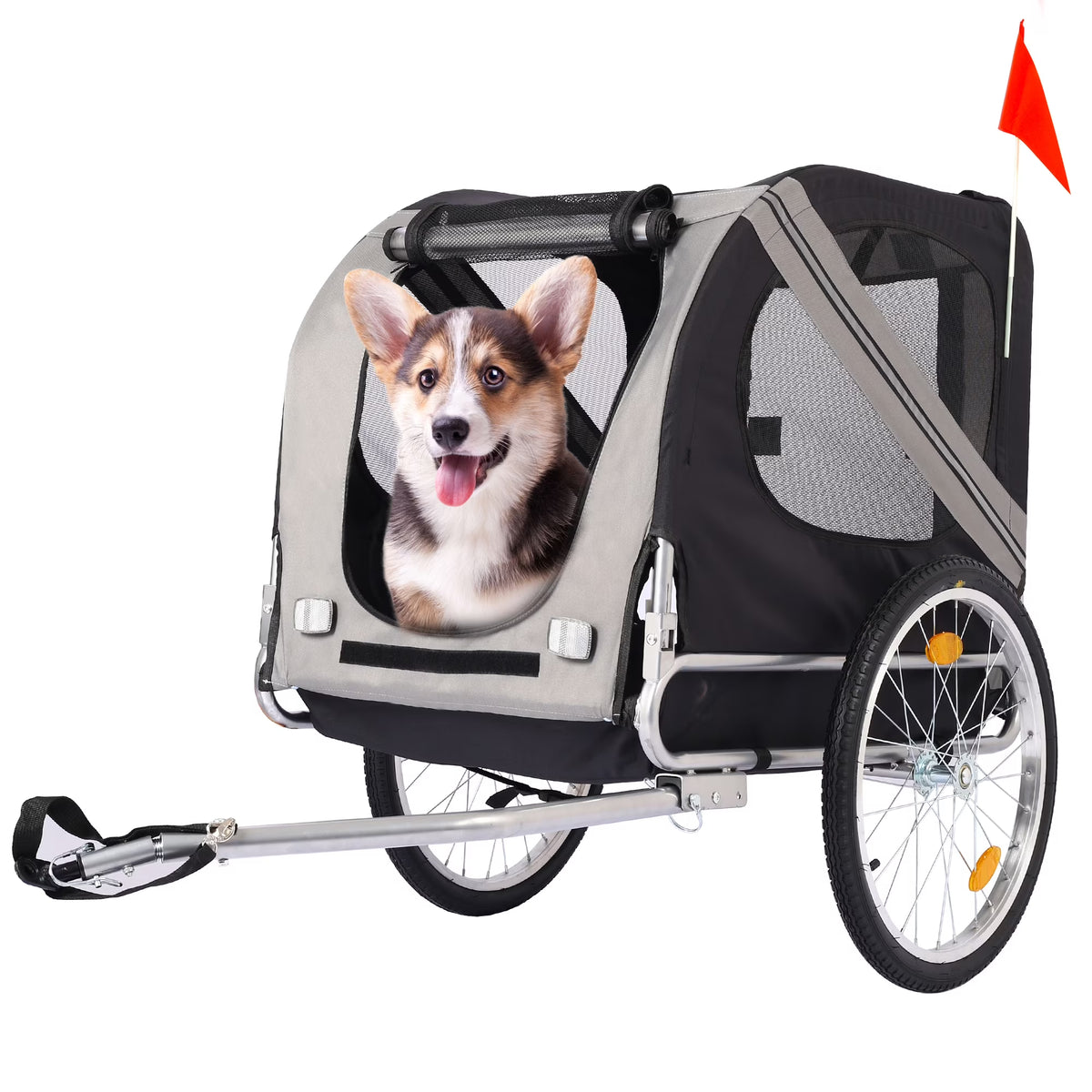 Yellow Foldable Pet Stroller Dog Carrier Bicycle Trailer A256