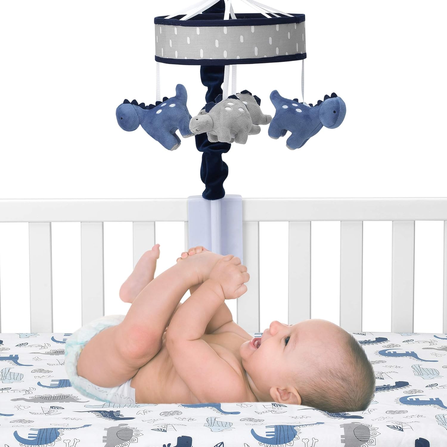 Blue/Gray Dinosaur Musical Baby Crib Mobile T969