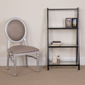 King Louis Dining Chair with Taupe Vinyl Back and Seat & Silver Frame T87181