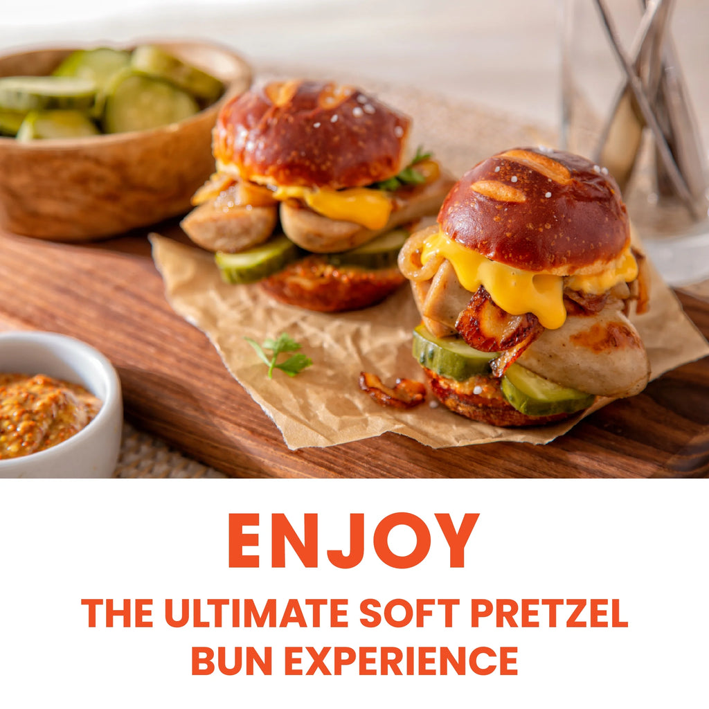 Pretzel Hamburger Buns, 4 Count, 10.5 oz E727