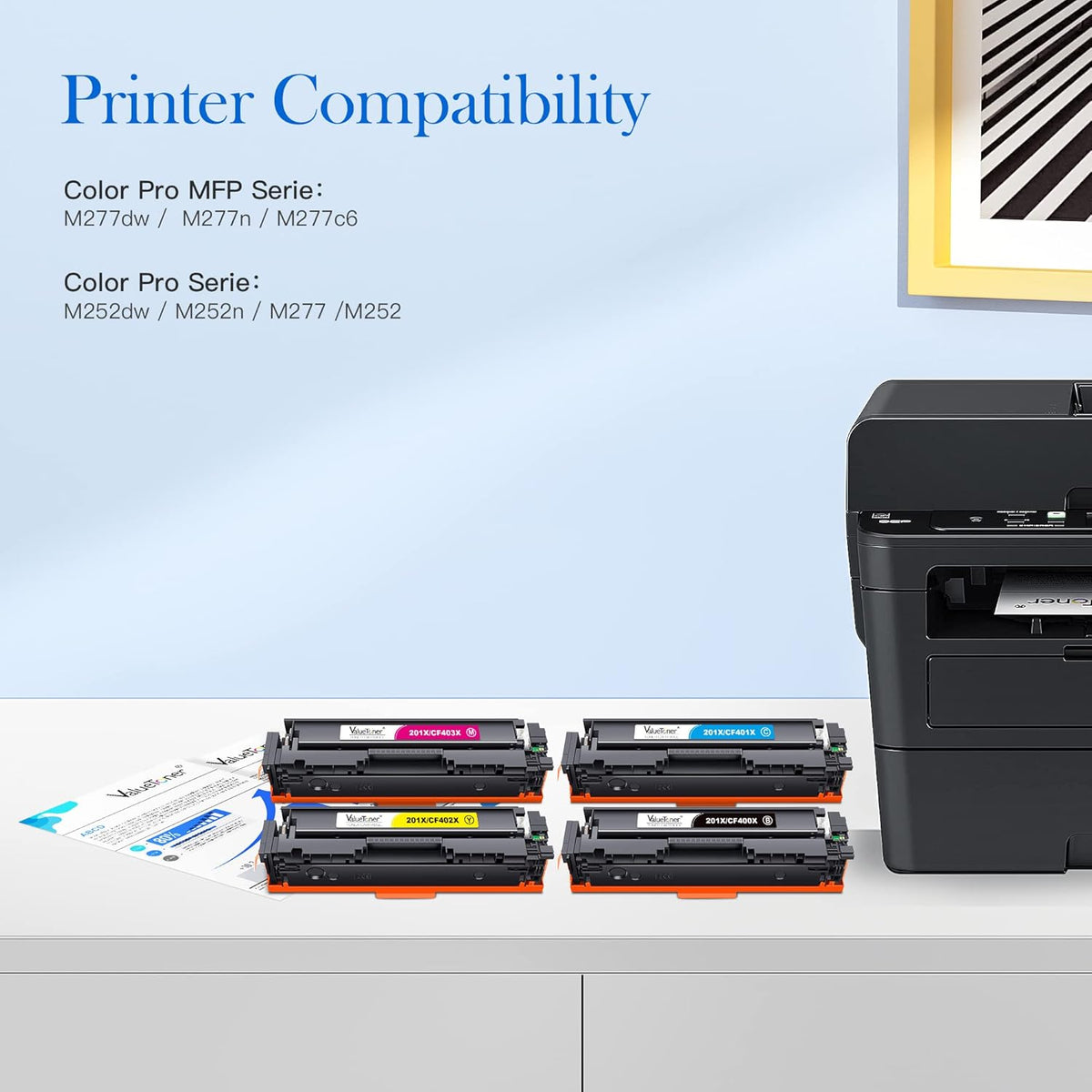 Compatible Toner Cartridge 4 Pack for HP CF400X CF401X CF402X CF403X Y4011