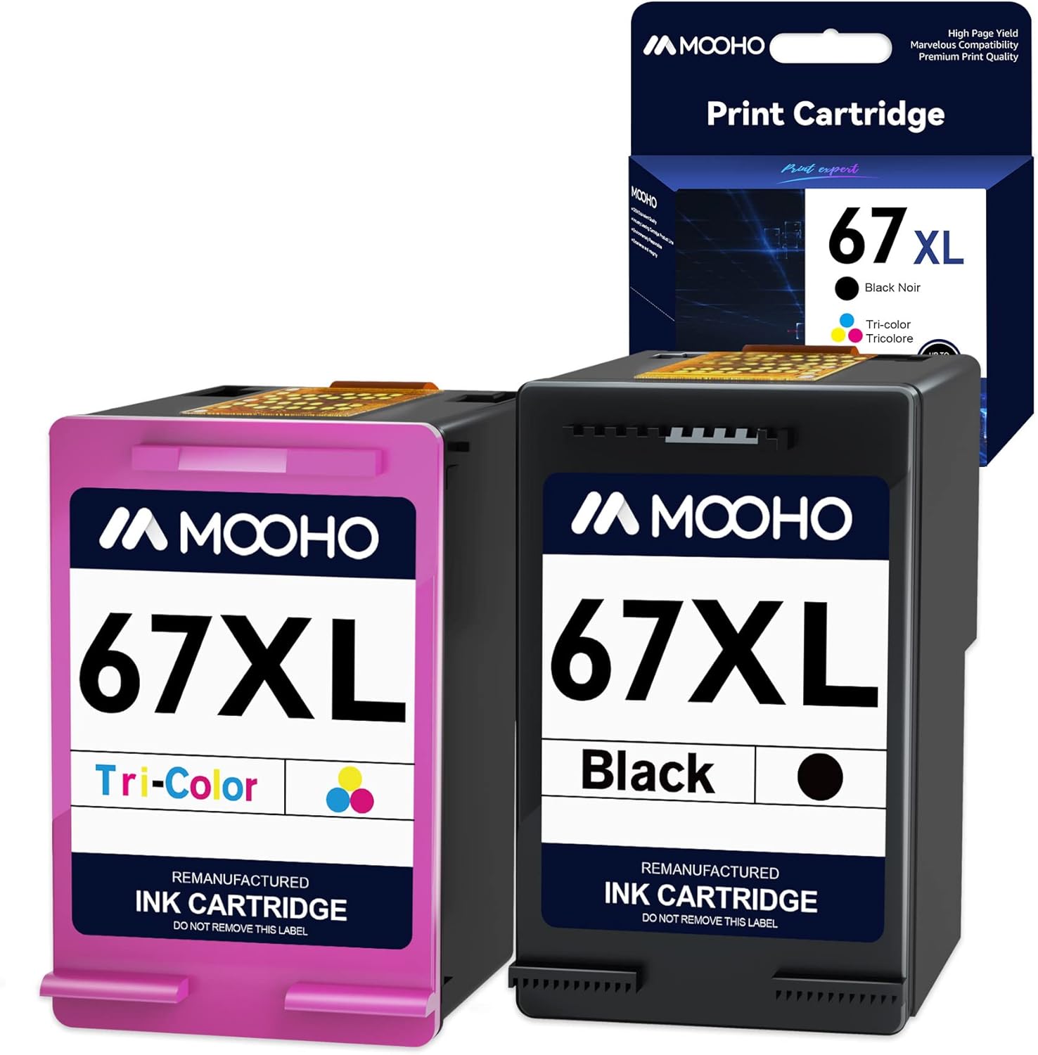Remanufactured Ink Cartridge Replacement for HP 67XL (1 Black, 1 Tri-Color) Pack of 2 T320284