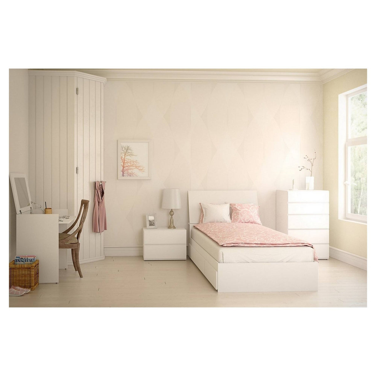 White Five Drawer Chest W81286