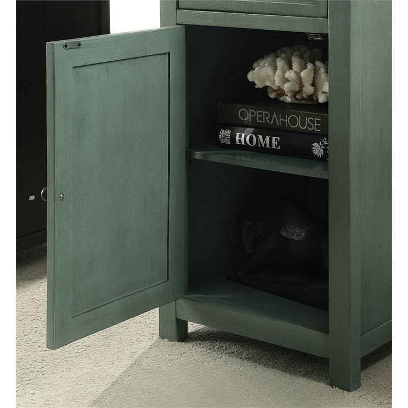 Antique Teal Transitional Side Table A310058