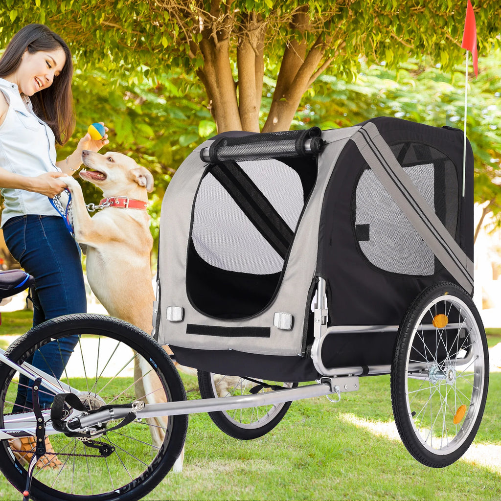 Yellow Foldable Pet Stroller Dog Carrier Bicycle Trailer A256