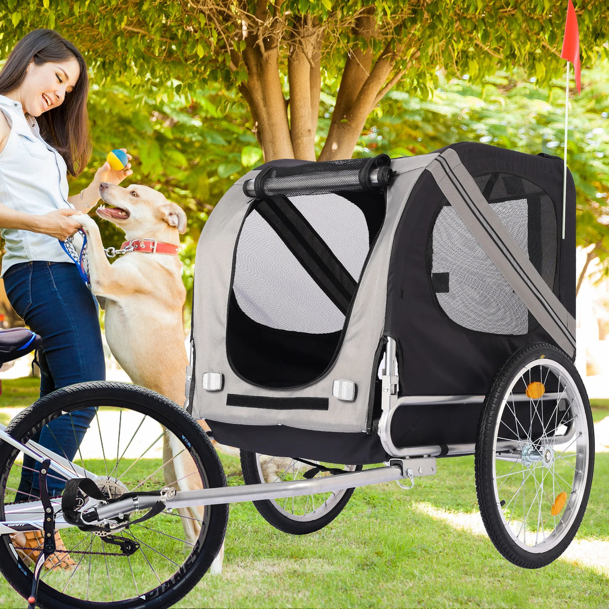 Yellow Foldable Pet Stroller Dog Carrier Bicycle Trailer A256