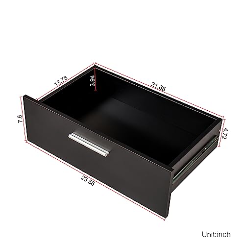 8 Drawer Black Wooden Double Dresser E1047