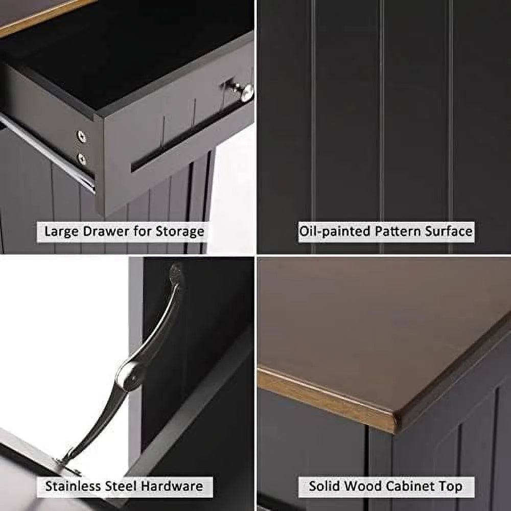 Grey Free-Standing Trash Bin with Drawer and Countertop Q2034