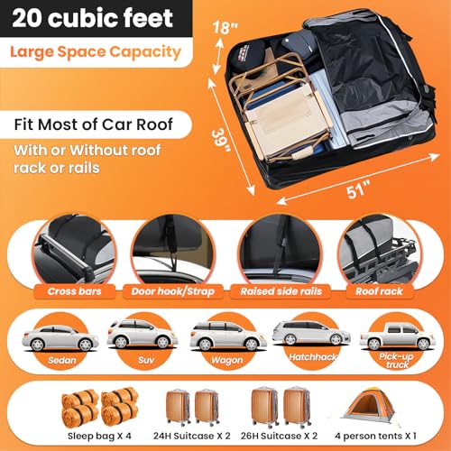 20 Cubic Waterproof Car Roof Bag with Strap V853654