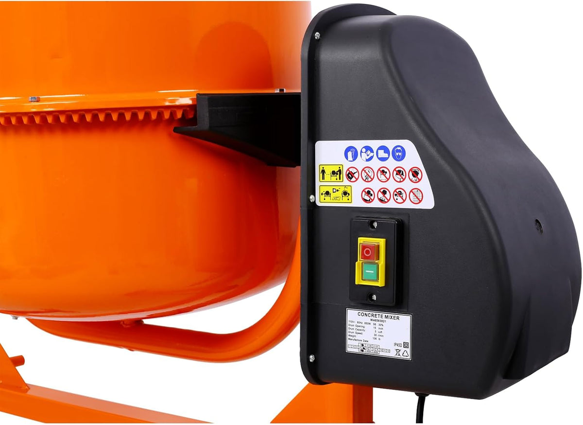 Orange Electric Cement Mixer with Wheel & Stand O267227