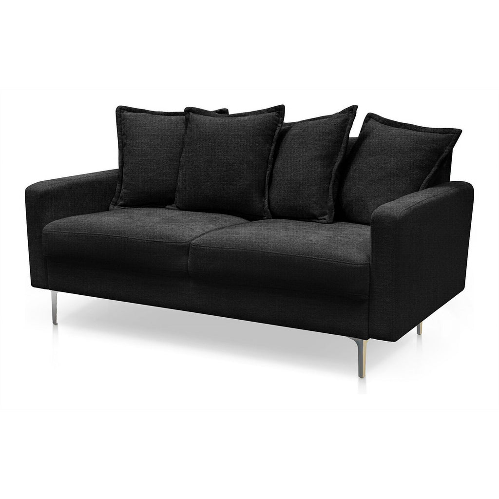 Contemporary 58" Square Arm Fabric Loveseat in Black C260