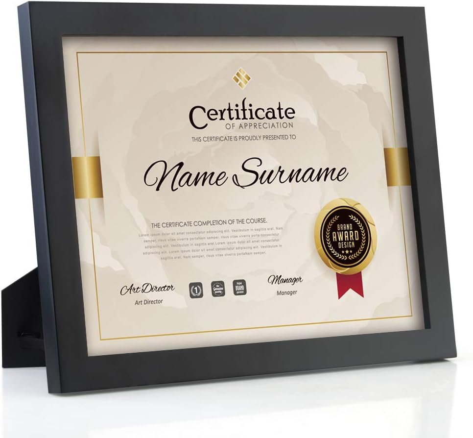 Black Solid Wood Document Frame with Stand J980316