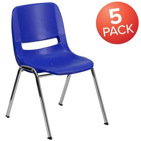 Navy Ergonomic Shell Stack Chair with Chrome Frame V7176