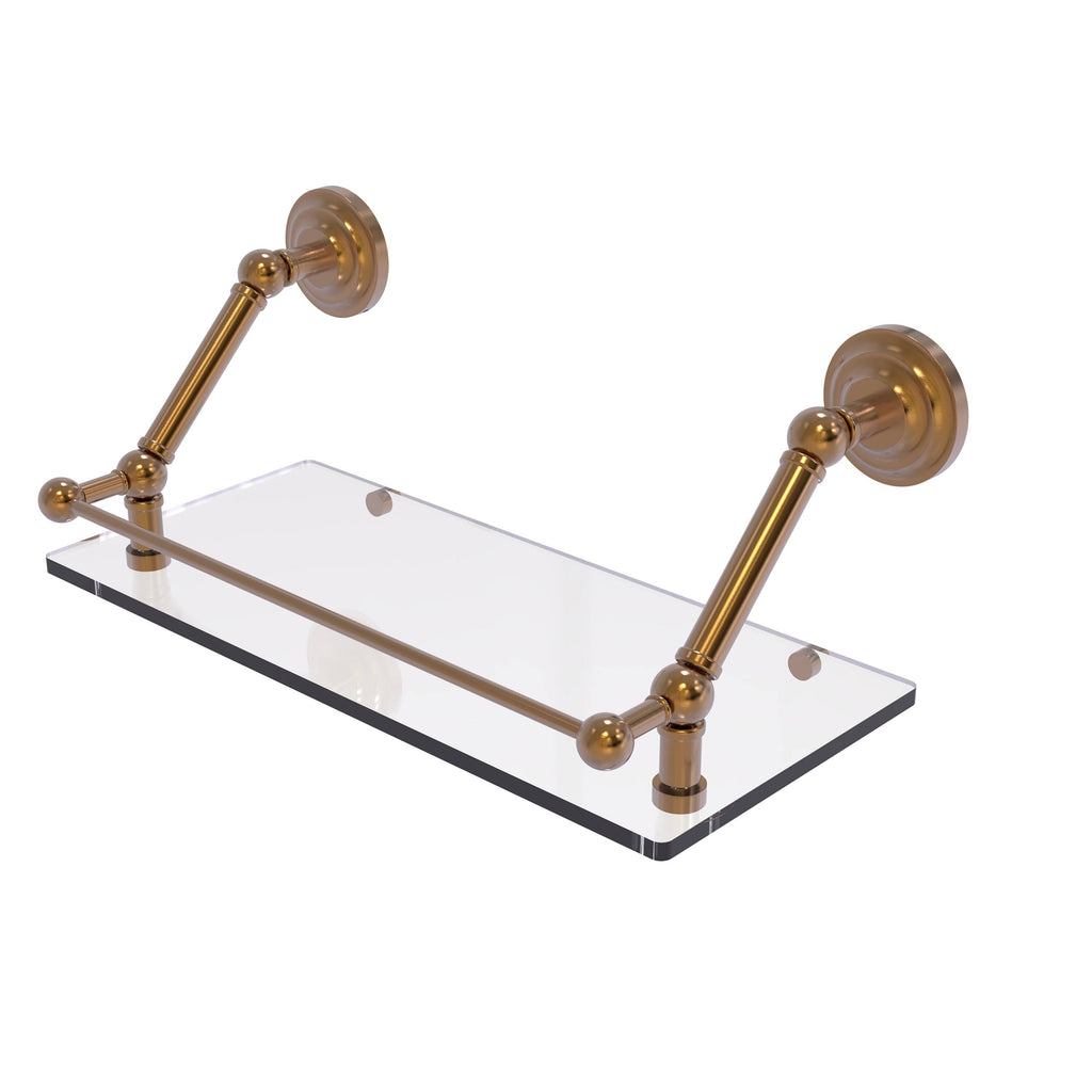 Floating Glass Shelf with Gallery Rail - Matte White - 18 inch I288083