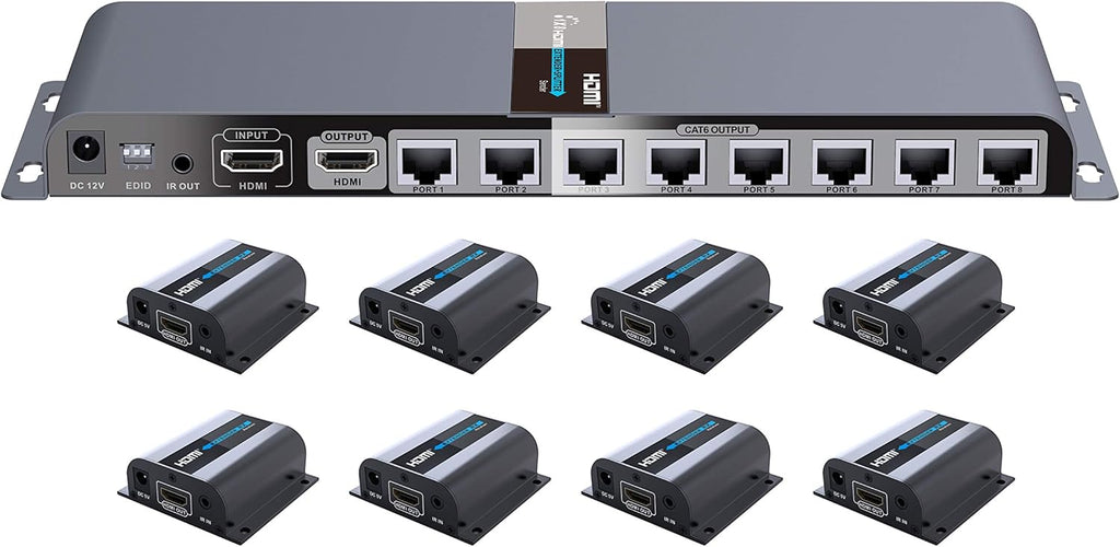 1080P 1x2 HDMI Splitter Over Cat6 Extender with IR X8685