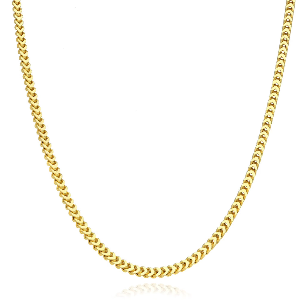 18K Gold Over Silver Hollow Franco Chain Necklace 20"-30" G5559