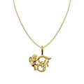 14K Yellow Gold Cherub Pendant Necklace with 18" Chain W637