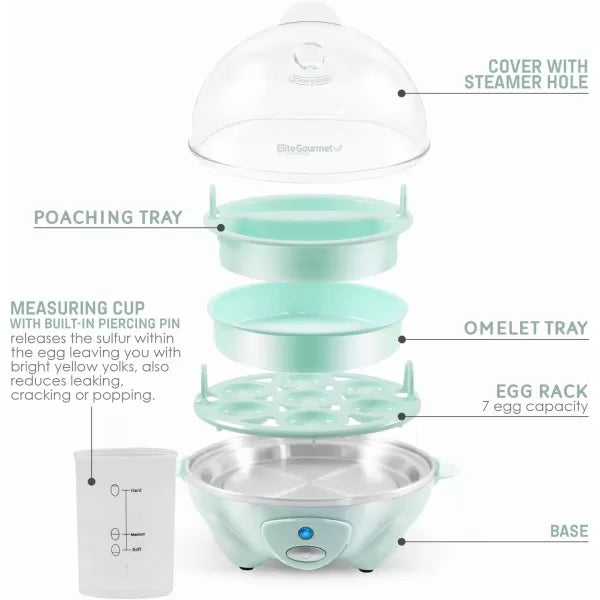 7 Egg Capacity Electric Egg Cooker with Auto Shut-Off F508