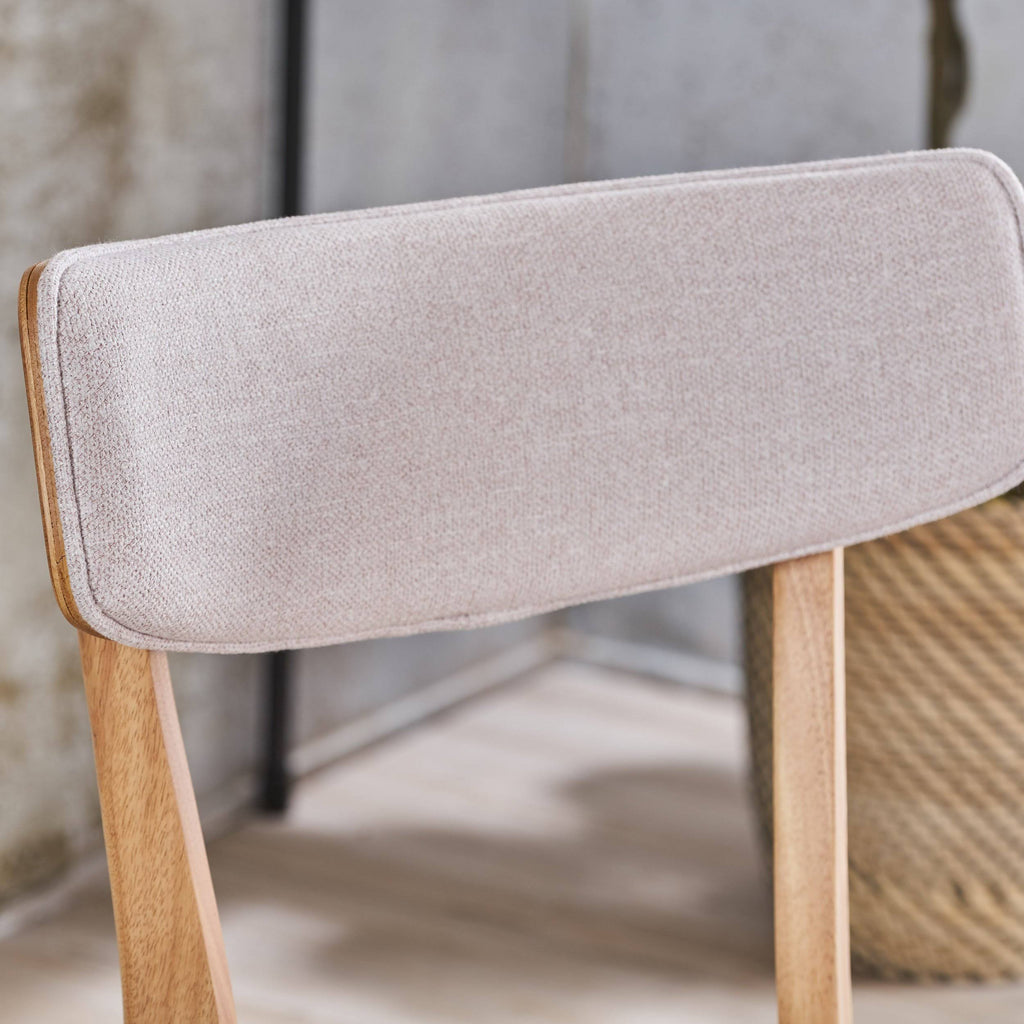 Set of 2 Light Beige Fabric Dining Chairs with Natural Oak Finish C4629