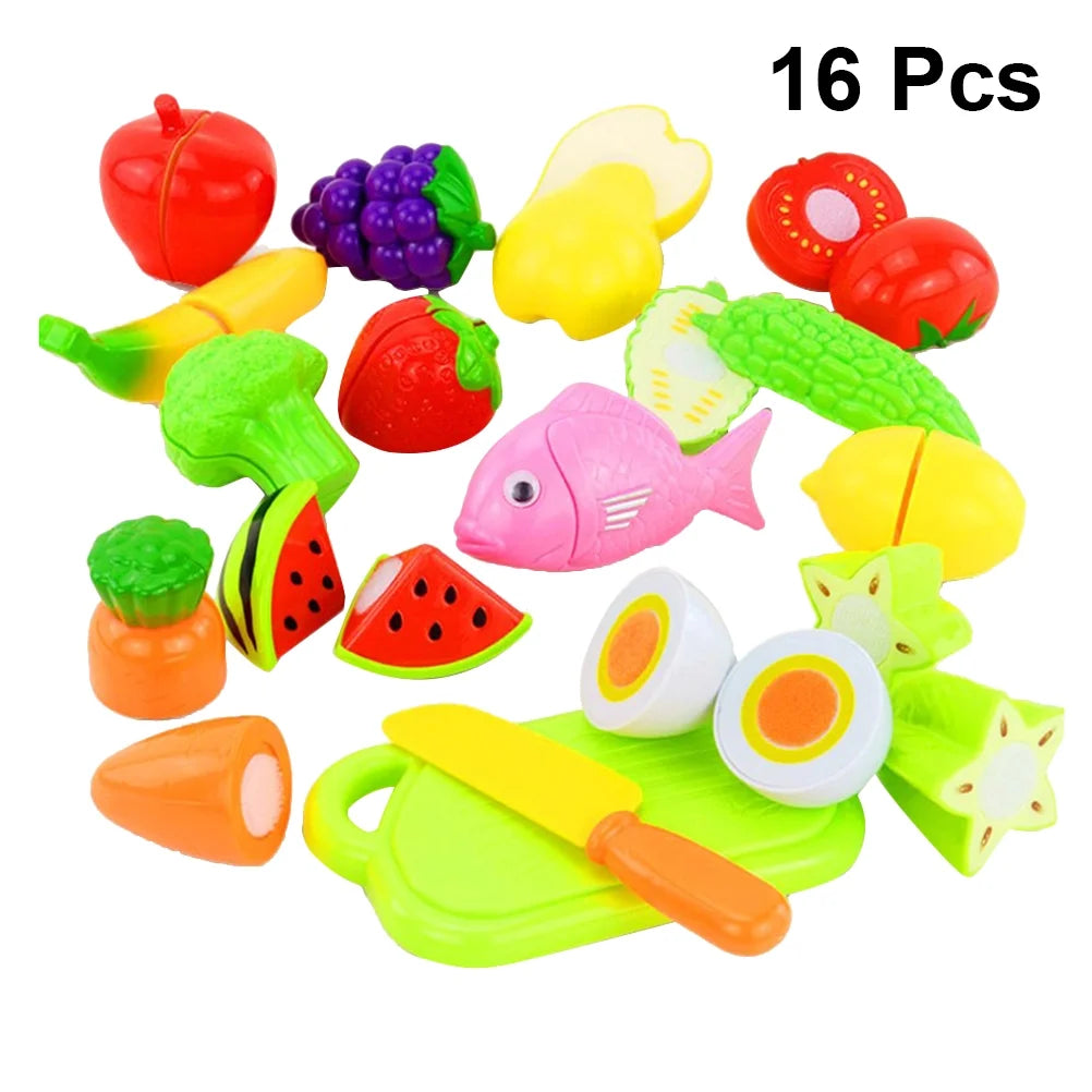 16pcs Cut Vegetables and Fruits Toys Set Y2091