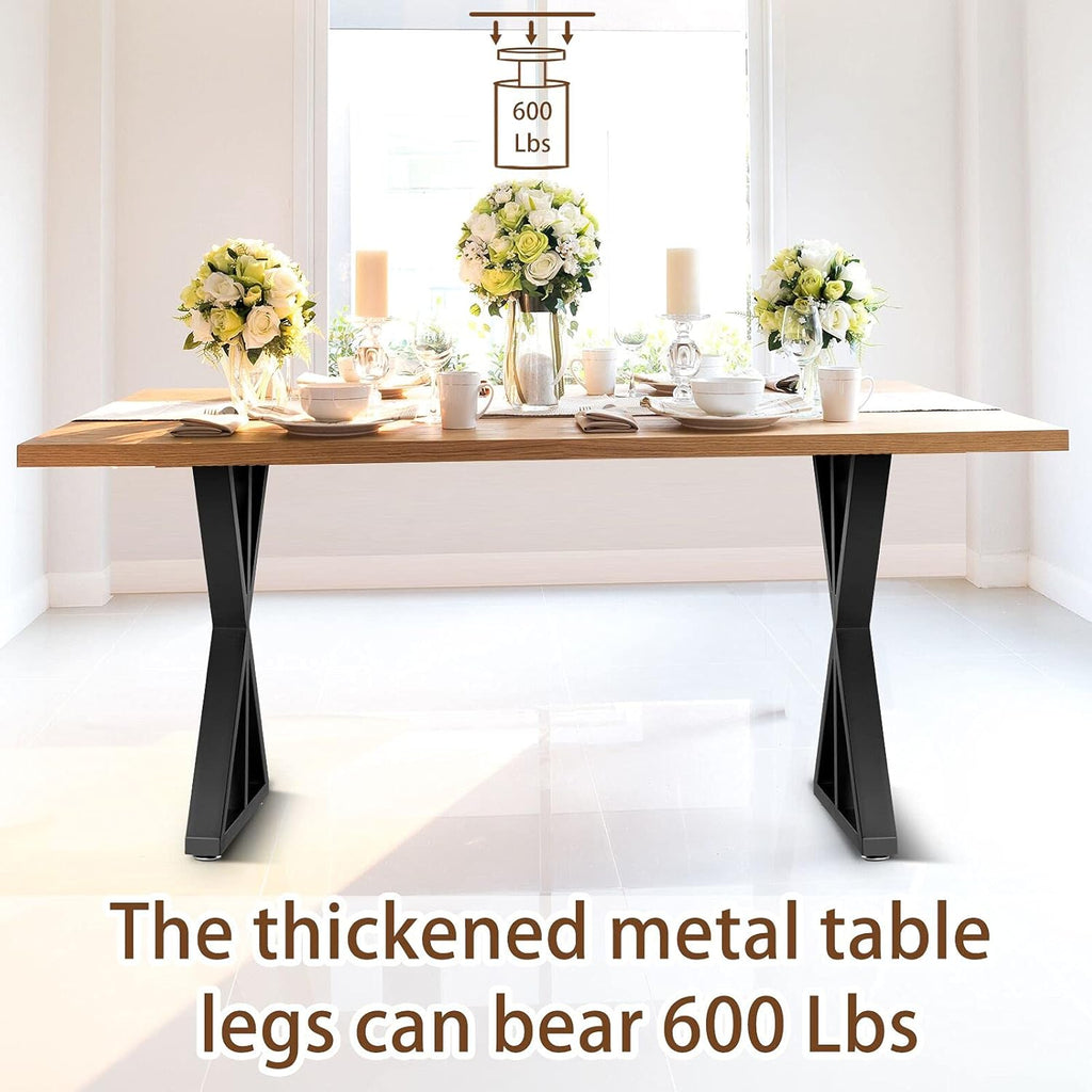 Metal Table Legs X Shape Set of 2 Black Cast Iron Q867717