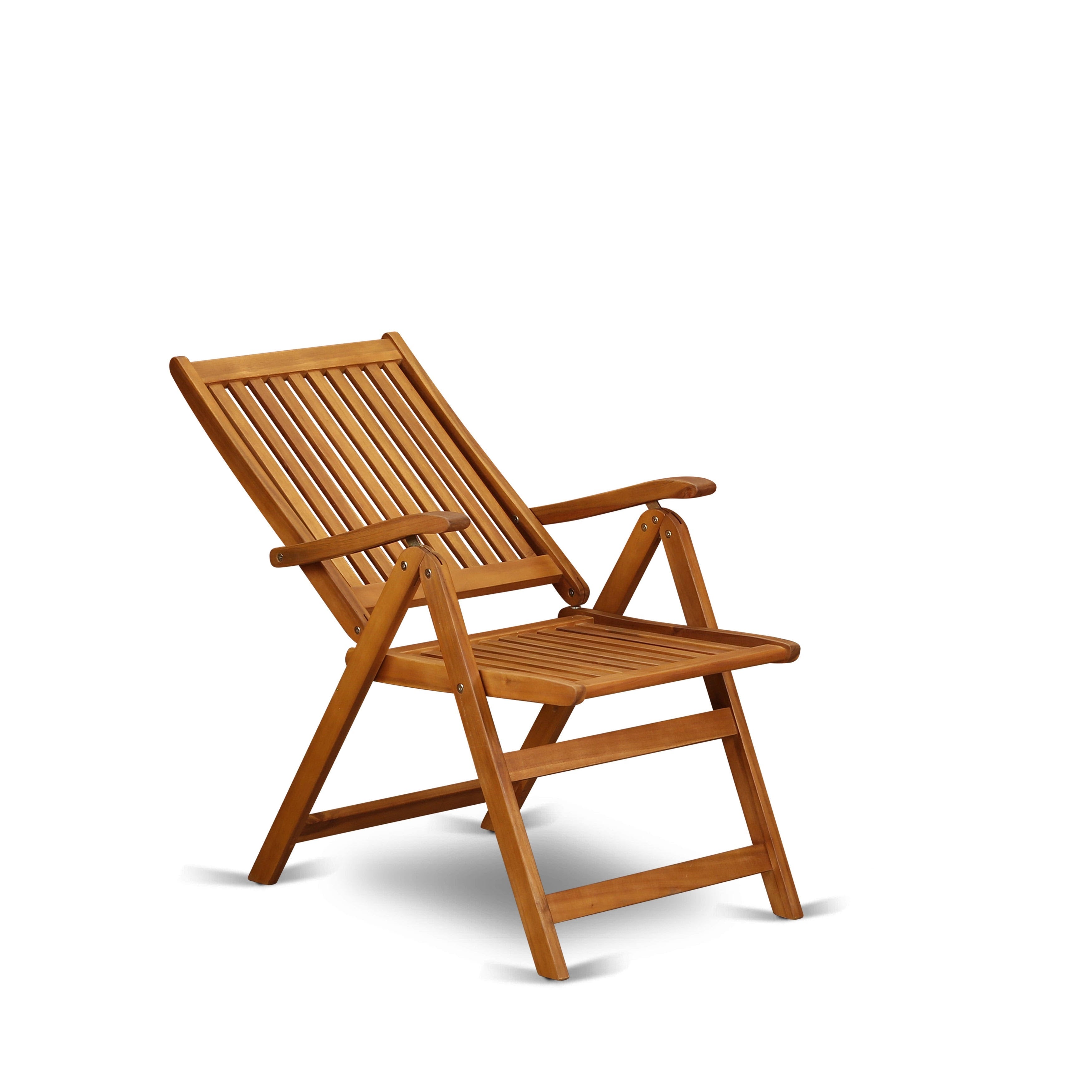 5 Position Outdoor Folding Arm Chair Set of Two Solid Acacia Wood X741