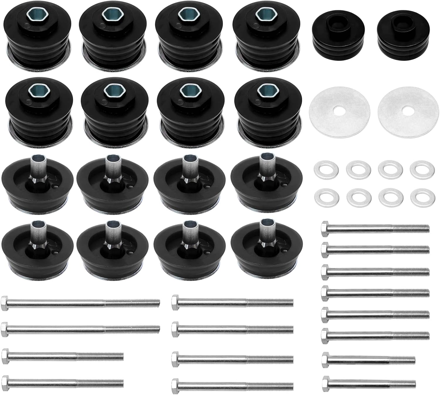 Body Mount Bushing Kit with Steel Sleeves and Hardware Q367328