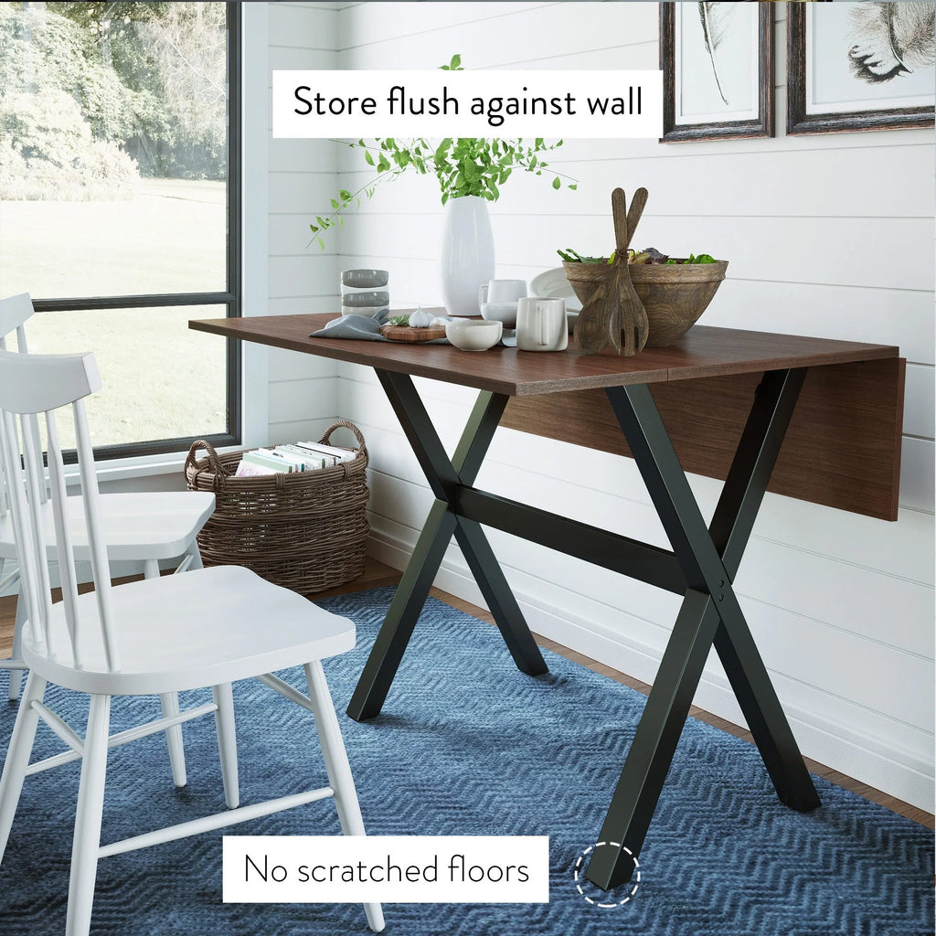 Solid Wood Drop Leaf Folding Desk Brown Y770