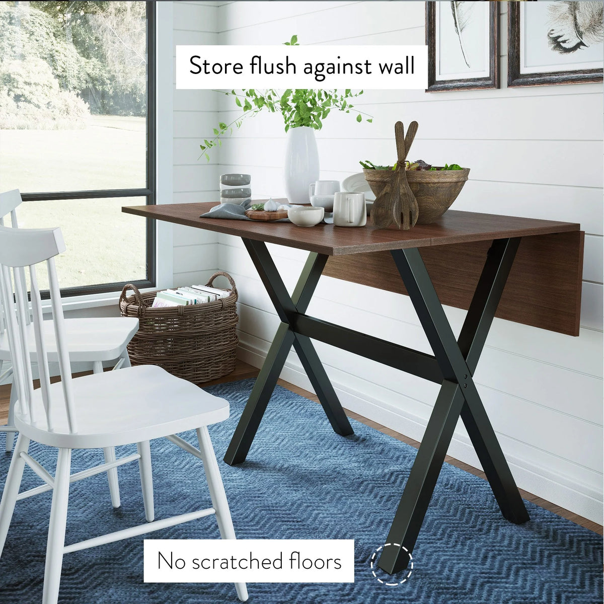 Solid Wood Drop Leaf Folding Desk Brown Y770