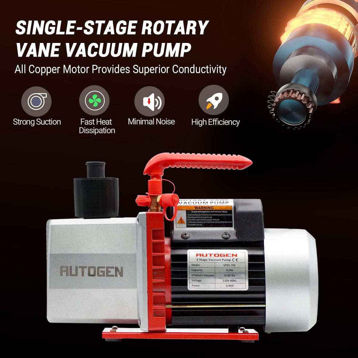 2-Stage Air Vacuum Pump 7CFM 0.3 Pa J197519