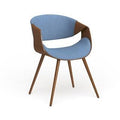 Walnut Wood and Fabric Mid-Century Dining Chair (Blue) U4587