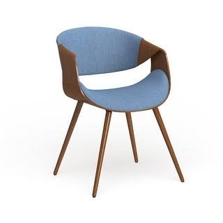 Walnut Wood and Fabric Mid-Century Dining Chair (Blue) U4587