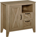 Oak Finish Sideboard with Cabinet, 2 Drawers and Open Shelf E143