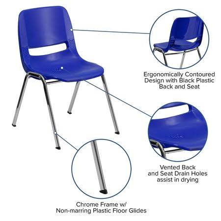 Navy Ergonomic Shell Stack Chair with Chrome Frame V7176