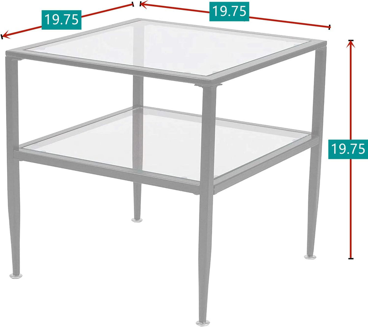 Glass End Table with Black Metal Frame, Pack of 2 Z622237