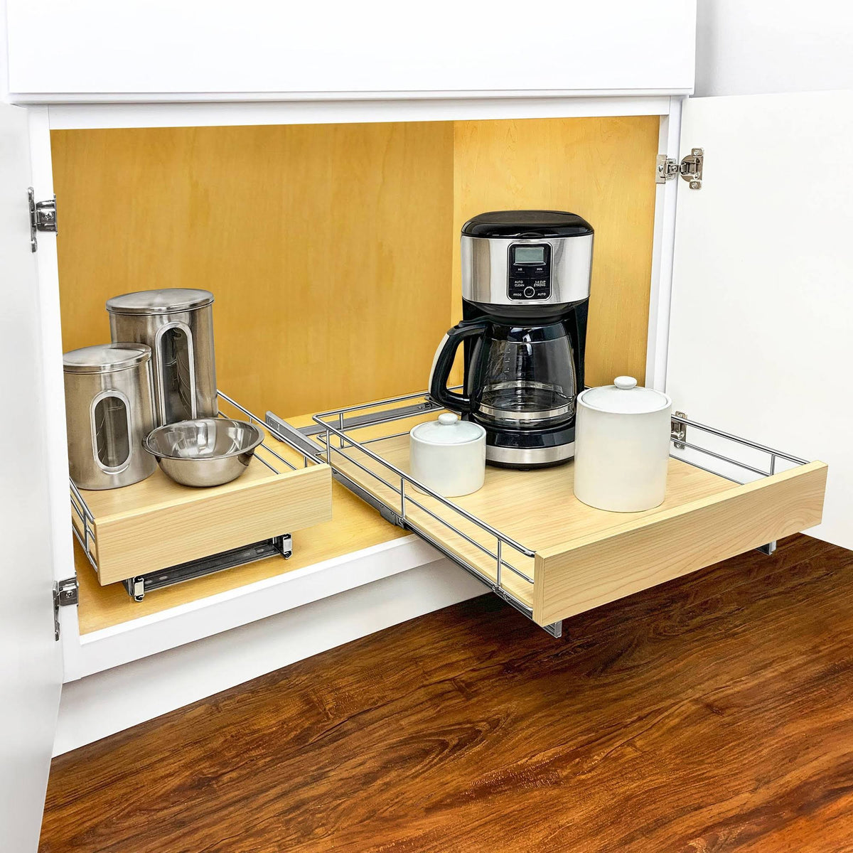 17x22 W x 21x22 D Chrome Wood Cabinet Organizer X248043