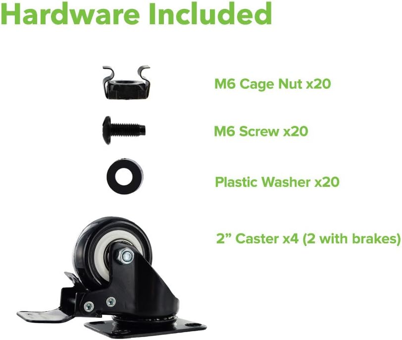22U 2-Post Open Frame Server Rack with Casters F991