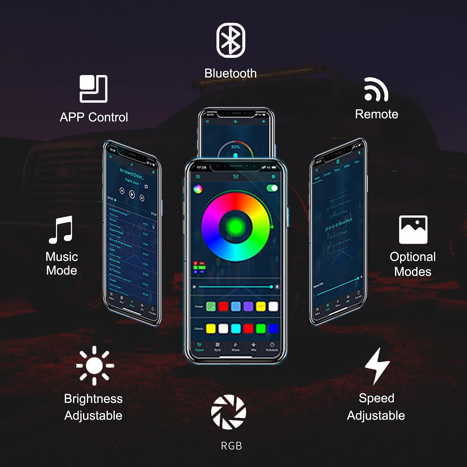 6 Pods Waterproof LED Rock Lights with APP Control Music Mode Y348