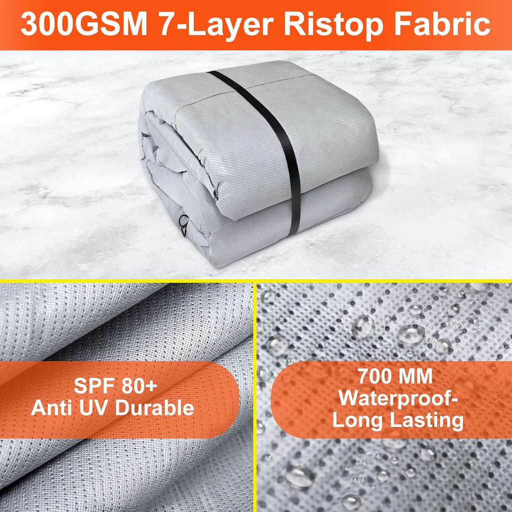 7 Layers 250 GSM Ripstop Travel Trailer RV Cover with 4 Tire Covers N69048