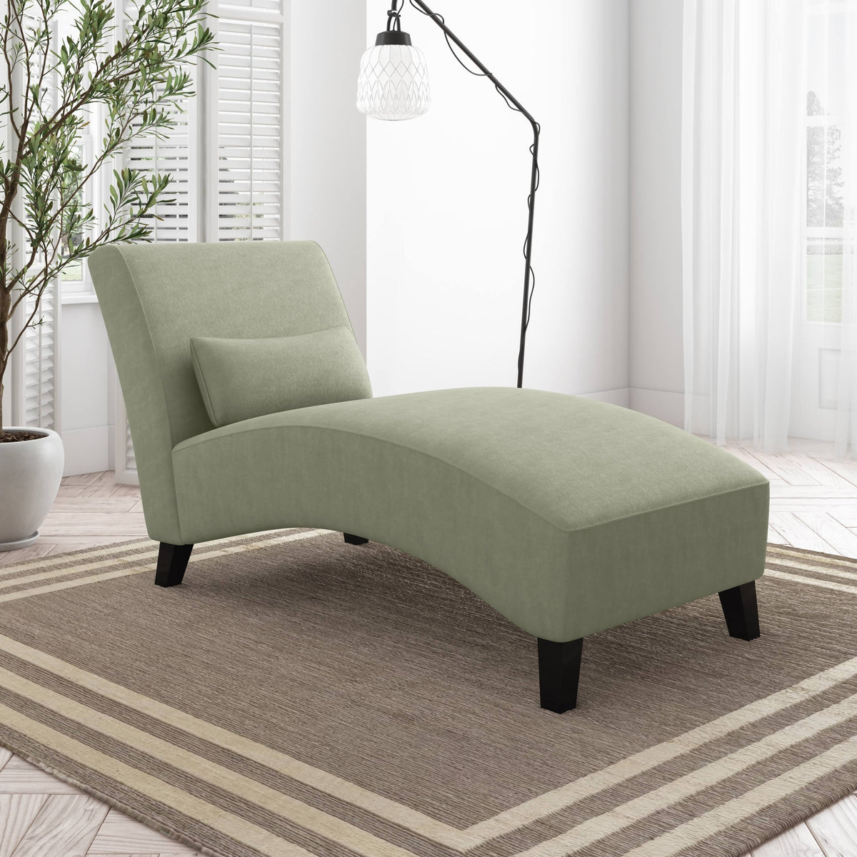 Navy Blue Velvet Chaise W91180