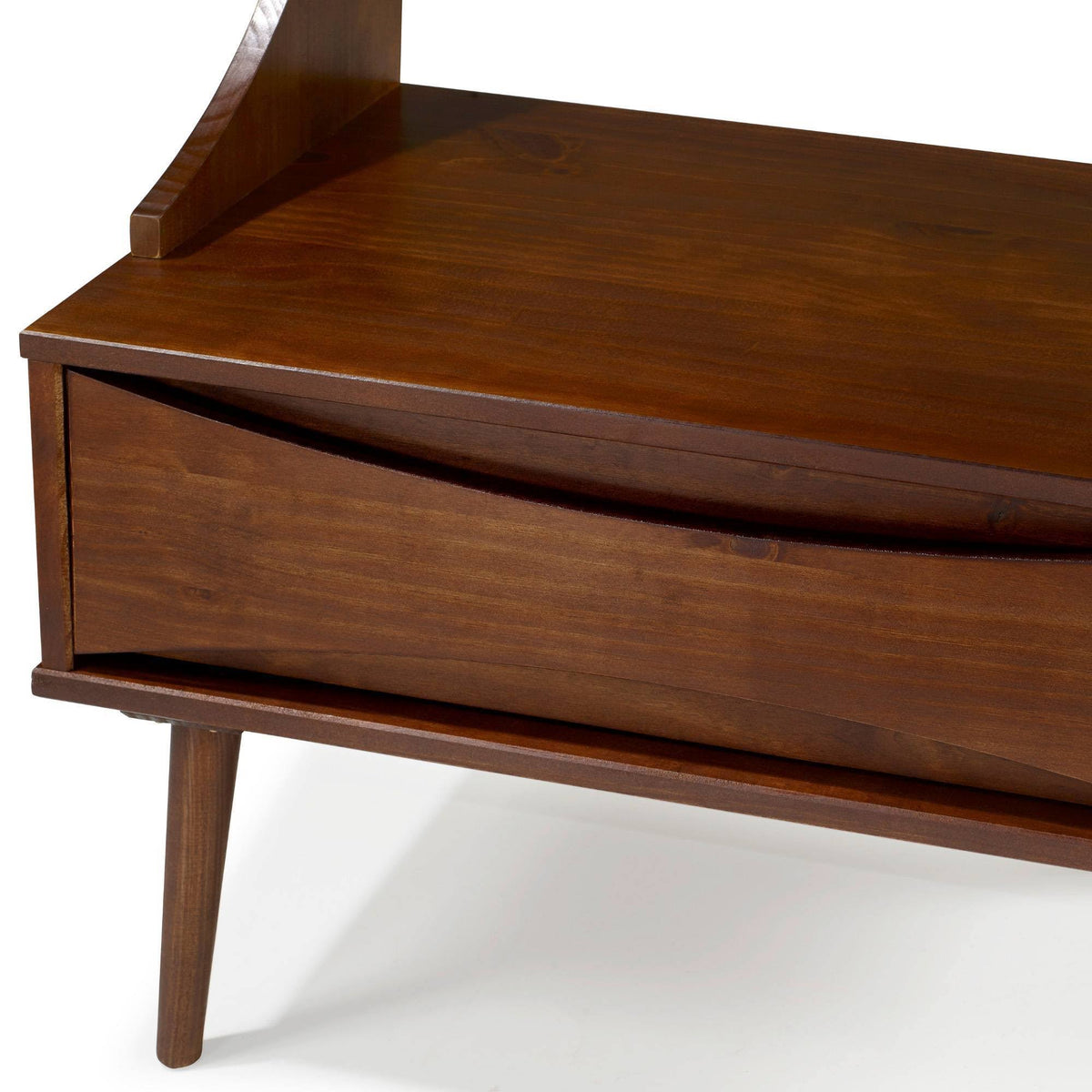 Solid Wood Hall Tree with Drawer Walnut Q7577
