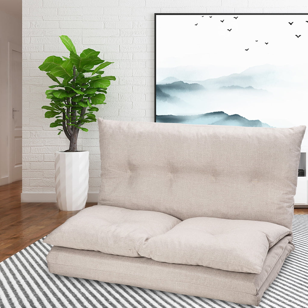 Beige Fabric Folding Chaise Sofa Floor Couch N599121