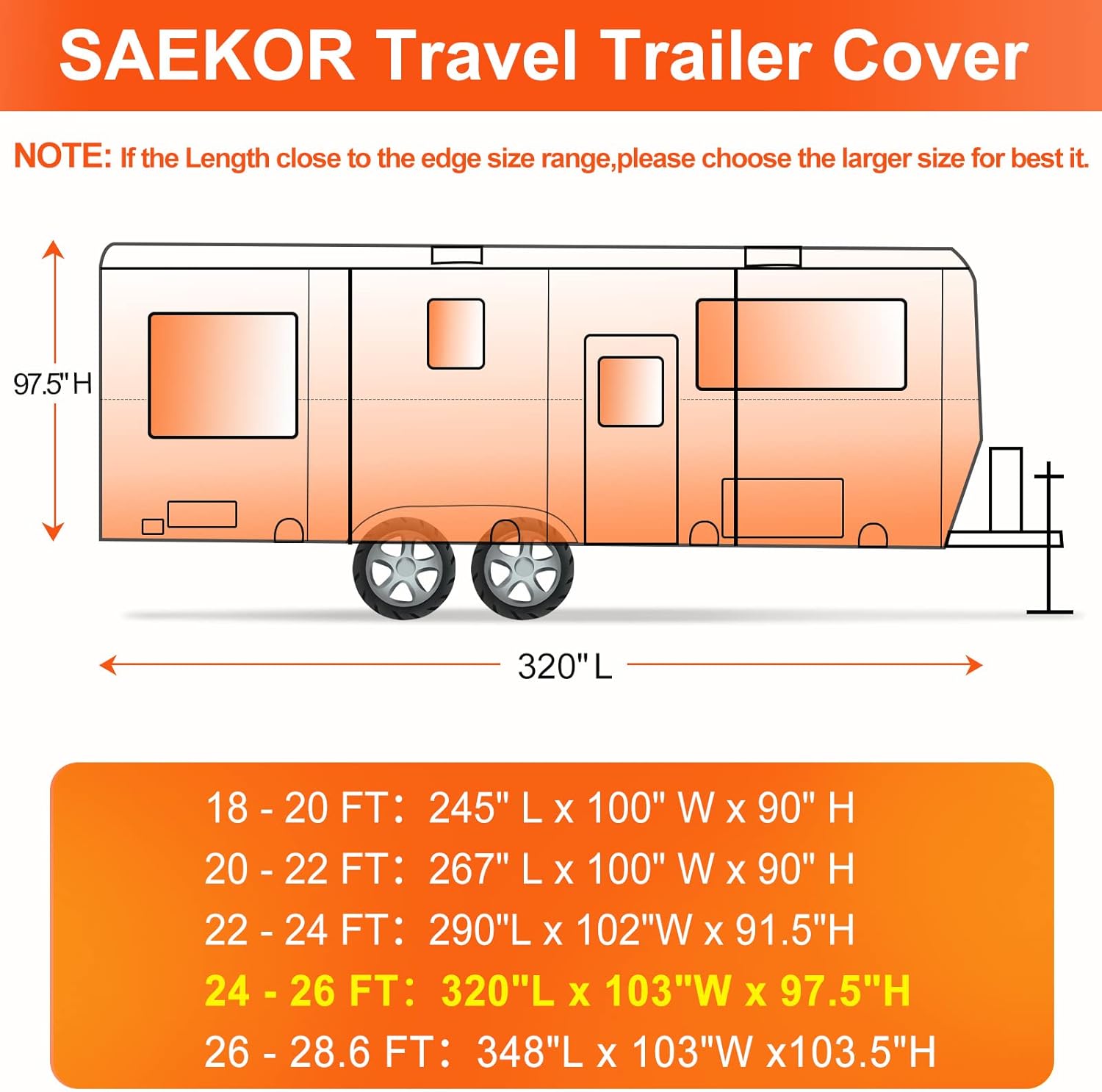 7 Layers 250 GSM Ripstop Travel Trailer RV Cover with 4 Tire Covers N69048